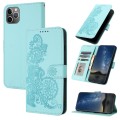 For iPhone 11 Pro Datura Flower Embossed Flip Leather Phone Case(Light blue)