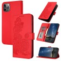 For iPhone 11 Pro Max Datura Flower Embossed Flip Leather Phone Case(Red)