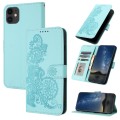 For iPhone 12 mini Datura Flower Embossed Flip Leather Phone Case(Light blue)