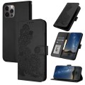 For iPhone 12 Pro Max Datura Flower Embossed Flip Leather Phone Case(Black)