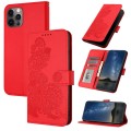 For iPhone 12 Pro Max Datura Flower Embossed Flip Leather Phone Case(Red)