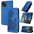 For iPhone 13 mini Datura Flower Embossed Flip Leather Phone Case(Blue)