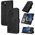For iPhone 13 mini Datura Flower Embossed Flip Leather Phone Case(Black)