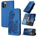 For iPhone 13 Pro Datura Flower Embossed Flip Leather Phone Case(Blue)