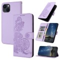 For iPhone 14 Plus Datura Flower Embossed Flip Leather Phone Case(Purple)