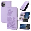 For iPhone 14 Pro Max Datura Flower Embossed Flip Leather Phone Case(Purple)