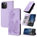 For iPhone 15 Pro Max Datura Flower Embossed Flip Leather Phone Case(Purple)