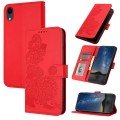 For iPhone XR Datura Flower Embossed Flip Leather Phone Case(Red)