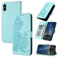 For iPhone X / XS Datura Flower Embossed Flip Leather Phone Case(Light blue)