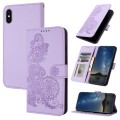 For iPhone X / XS Datura Flower Embossed Flip Leather Phone Case(Purple)