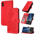 For iPhone XS Max Datura Flower Embossed Flip Leather Phone Case(Red)