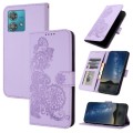 For Motorola Edge 40 Neo 5G Datura Flower Embossed Flip Leather Phone Case(Purple)