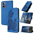For Motorola Moto G14 Datura Flower Embossed Flip Leather Phone Case(Blue)