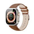 For Apple Watch SE 2023 44mm DUX DUCIS YS Series Genuine Leather Watch Band(Brown)