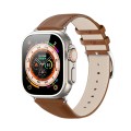 For Apple Watch 7 45mm DUX DUCIS YS Series Genuine Leather Watch Band(Brown)