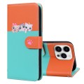 For iPhone 14 Pro Cute Pet Series Color Block Buckle Leather Phone Case(Sky Blue)