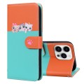 For iPhone 14 Pro Max Cute Pet Series Color Block Buckle Leather Phone Case(Sky Blue)