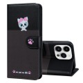 For iPhone 14 Pro Max Cute Pet Series Color Block Buckle Leather Phone Case(Dark Grey)