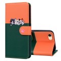 For iPhone SE 2022 / 2020 / 8 / 7 Cute Pet Series Color Block Buckle Leather Phone Case(Dark Green)