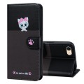 For iPhone SE 2022 / 2020 / 8 / 7 Cute Pet Series Color Block Buckle Leather Phone Case(Dark Grey)