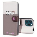 For iPhone 13 Pro Max Cute Pet Series Color Block Buckle Leather Phone Case(Pale Mauve)