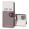 For iPhone 13 Cute Pet Series Color Block Buckle Leather Phone Case(Pale Mauve)
