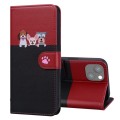 For iPhone 13 Cute Pet Series Color Block Buckle Leather Phone Case(Black)
