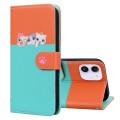 For iPhone 12 / 12 Pro Cute Pet Series Color Block Buckle Leather Phone Case(Sky Blue)