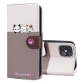 For iPhone 12 Pro Max Cute Pet Series Color Block Buckle Leather Phone Case(Pale Mauve)