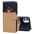 For iPhone 11 Cute Pet Series Color Block Buckle Leather Phone Case(Khaki)