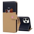 For iPhone 11 Pro Cute Pet Series Color Block Buckle Leather Phone Case(Khaki)