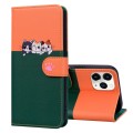 For iPhone 11 Pro Cute Pet Series Color Block Buckle Leather Phone Case(Dark Green)