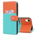 For iPhone XR Cute Pet Series Color Block Buckle Leather Phone Case(Sky Blue)