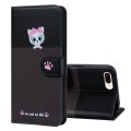 For iPhone 8 Plus / 7 Plus Cute Pet Series Color Block Buckle Leather Phone Case(Dark Grey)