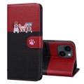 For iPhone 15 Plus Cute Pet Series Color Block Buckle Leather Phone Case(Black)