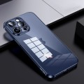 For iPhone 15 Pro SULADA Shine Through Series Plating TPU Transparent Phone Case(Titanium Blue)