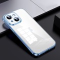 For iPhone 15 SULADA Shine Through Series Plating TPU Transparent Phone Case(Sierra Blue)