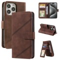 For iPhone 15 Pro Skin Feel Multi-card Wallet Leather Phone Case(Brown)