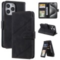 For iPhone 15 Pro Max Skin Feel Multi-card Wallet Leather Phone Case(Black)