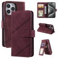 For iPhone 15 Pro Max Skin Feel Multi-card Wallet Leather Phone Case(Red)