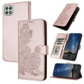 For Samsung Galaxy A22 5G Datura Flower Embossed Flip Leather Phone Case(Rose Gold)