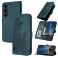 For Samsung Galaxy S23 Datura Flower Embossed Flip Leather Phone Case(Dark Green)
