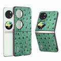 For Huawei P60 Pocket ABEEL Genuine Leather Ostrich Texture Phone Case(Green)