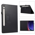 For Samsung Galaxy Tab S9 Litchi Texture Leather Tablet Case with Holder(Black)
