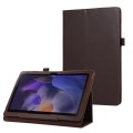 For Samsung Galaxy Tab A9 Litchi Texture Leather Tablet Case with Holder(Brown)