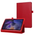 For Samsung Galaxy Tab A9 Litchi Texture Leather Tablet Case with Holder(Red)