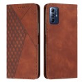 For Motorola Moto G Play 2024 Diamond Splicing Skin Feel Magnetic Leather Phone Case(Brown)