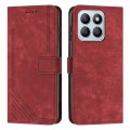 For Honor X8b Skin Feel Stripe Pattern Leather Phone Case with Lanyard(Red)