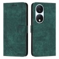 For Honor X7b Skin Feel Stripe Pattern Leather Phone Case with Lanyard(Green)