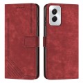 For Motorola Moto G Power 5G 2024 Skin Feel Stripe Pattern Leather Phone Case with Lanyard(Red)